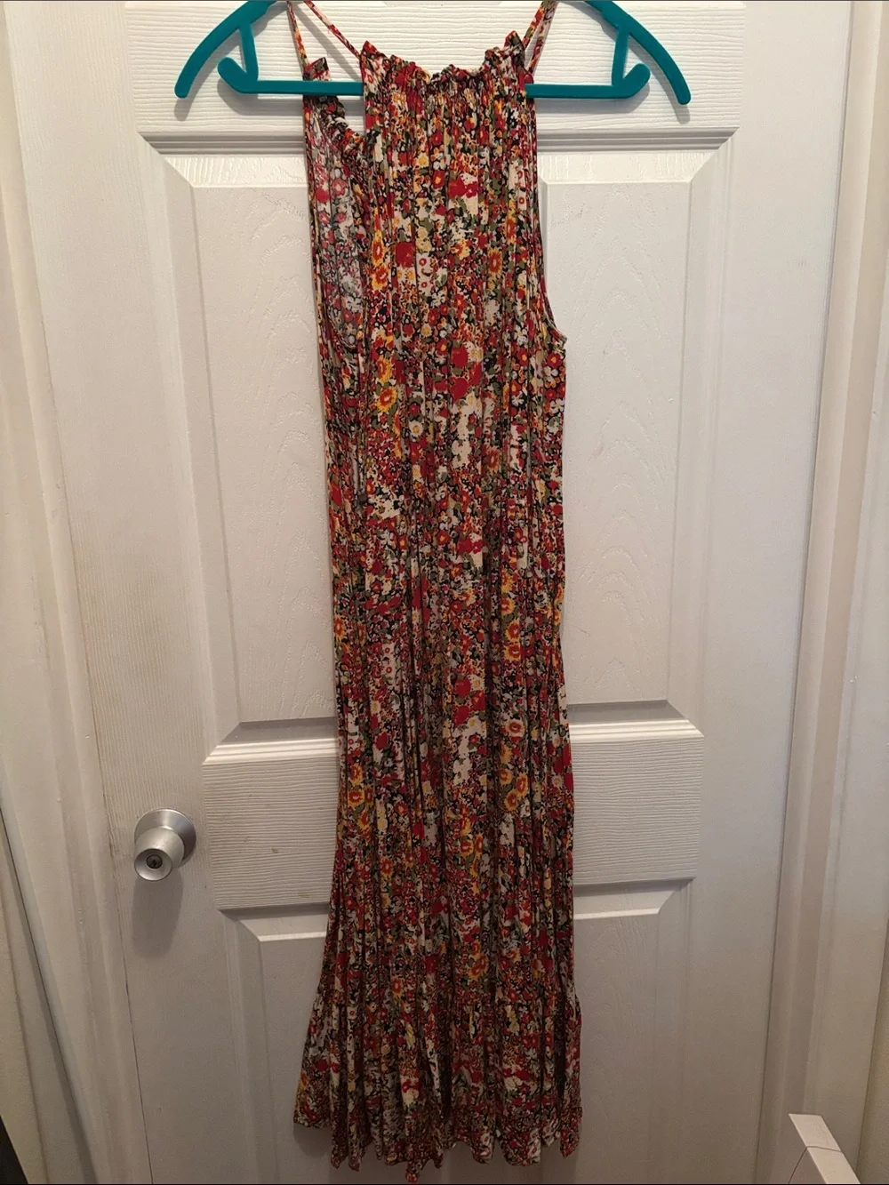 Artisan Ny Red and Cream Floral Maxi Dress